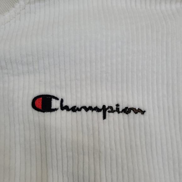 Champion Cropped Sweater Womens Large 21x18 Ivory Ribbed - Picture 12 of 16